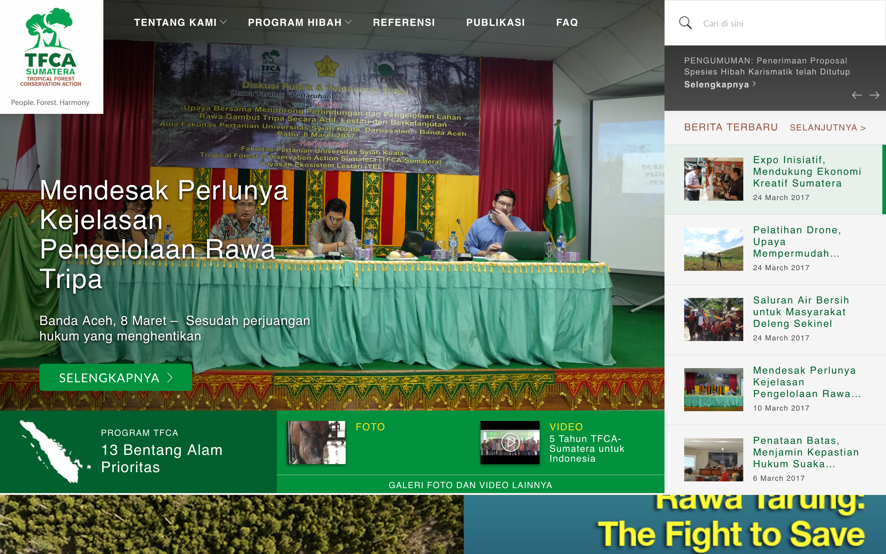 Website TFCA Sumatera