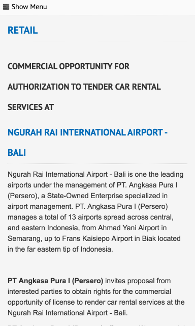 Tender Bali Airport