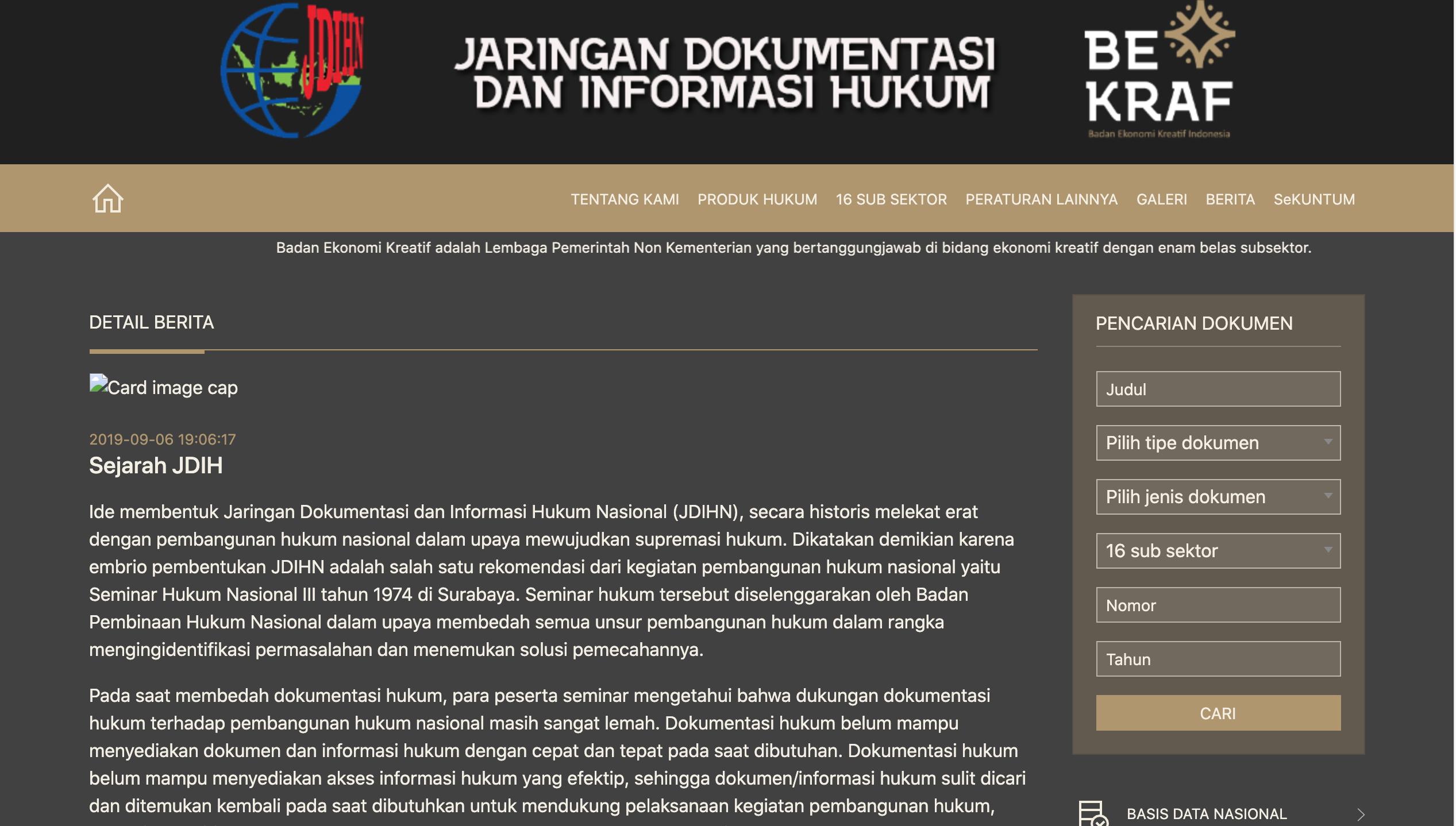 Jaringan Dokumentasi dan Informasi Hukum BEKRAF
